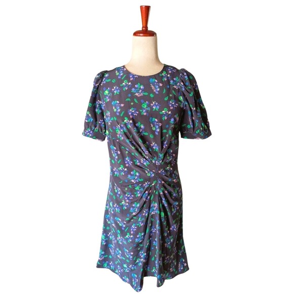 NWT Zadig & Voltaire Rixe CDC Bianca Flower Silk Mini Dress Noir Floral Size S